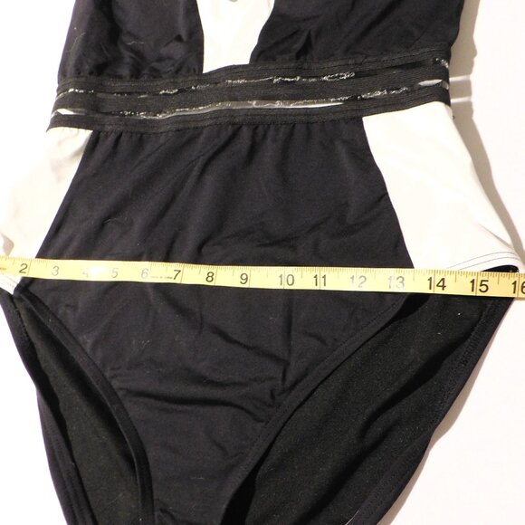 Kenneth Cole Cutout Mesh Wide Straps One-Piece Sexy Swimsuit Black White XL - Picture 4 of 8